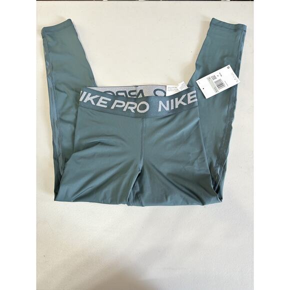 Nike Pro Dri-Fit Women's Deep Jungle Mid Rise 7/8 Shine Leggings Size XS - Picture 1 of 6